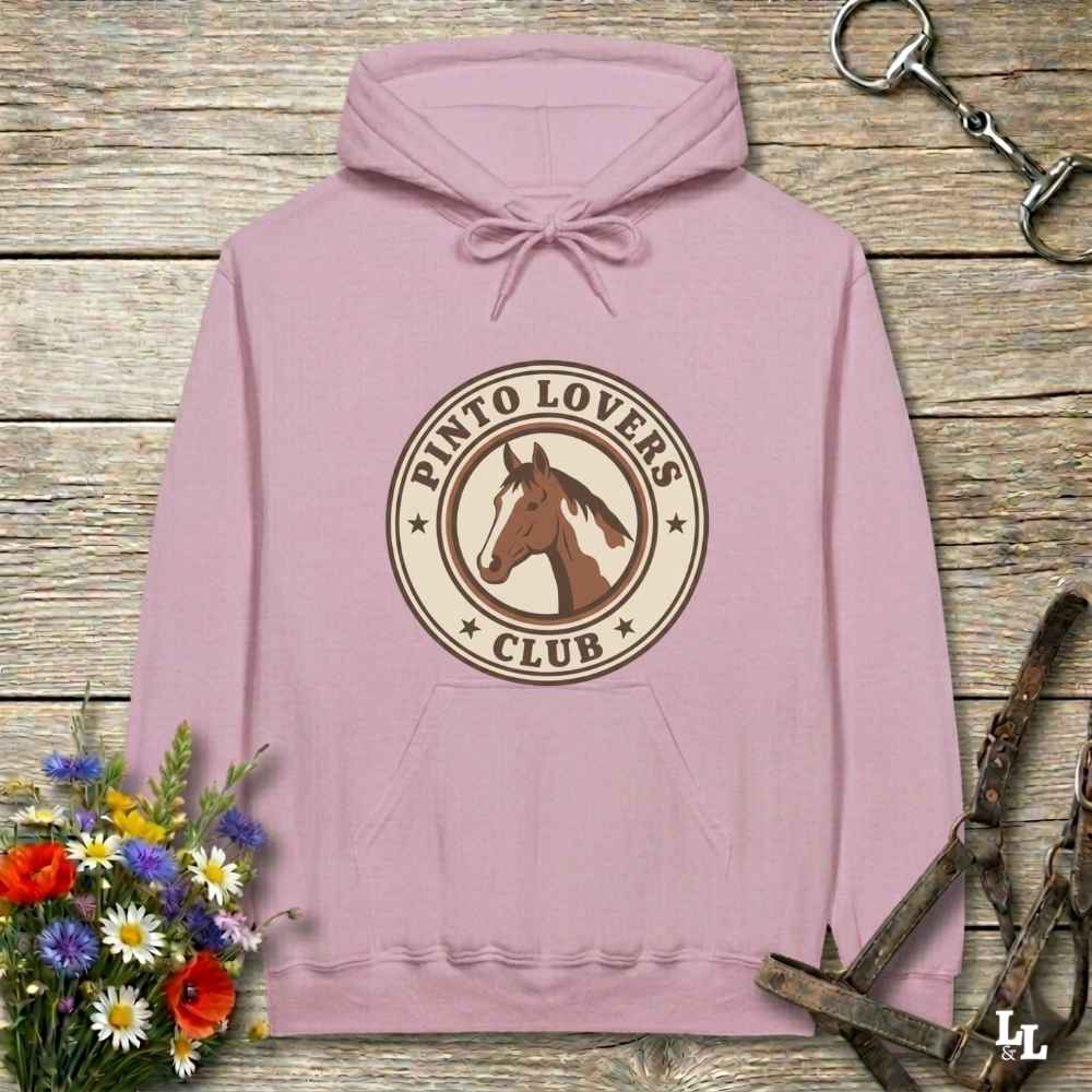 pink Pinto Lovers Club Hoodie for Pinto Horse Lovers, Cozy Barn Hoodie