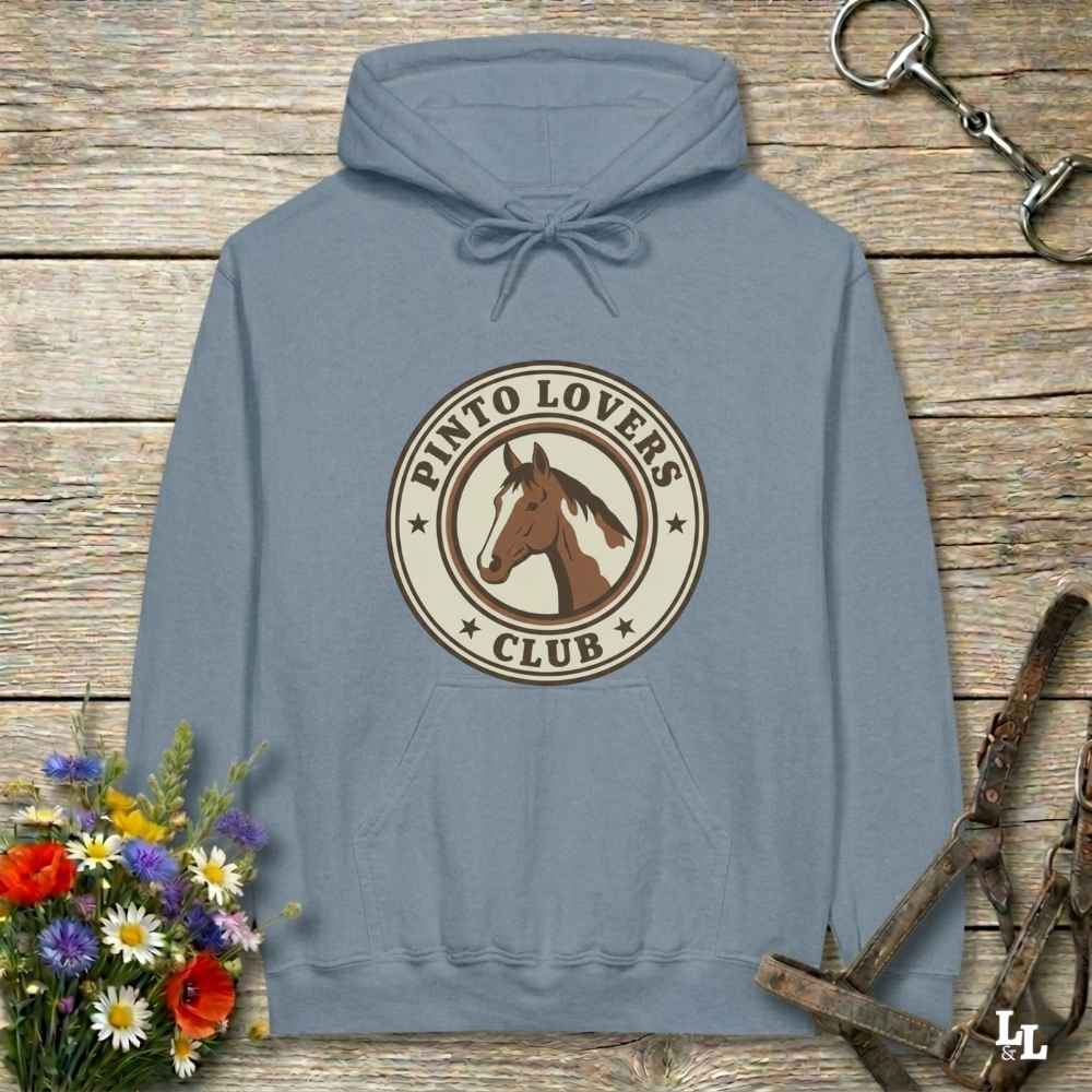 blue Pinto Lovers Club Hoodie for Pinto Horse Lovers, Cozy Barn Hoodie