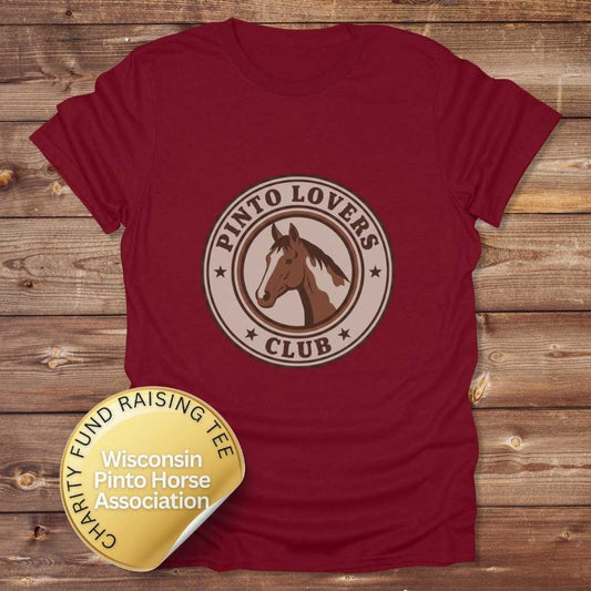 Red Pinto Lovers Club T-Shirt for Pinto Horse Lovers, Trail Riding Tee for Horse Riders