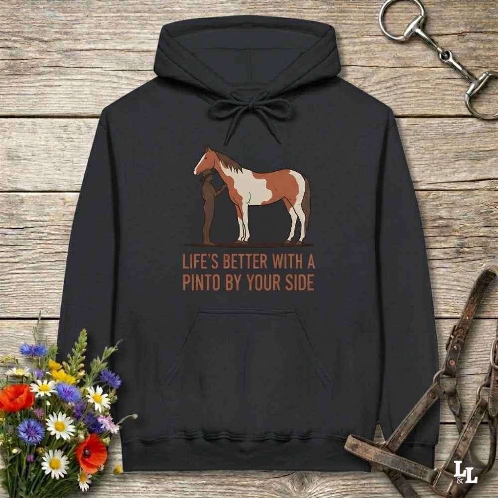 black Life's Better with a Pinto Hoodie for Pinto Lovers, Cozy Horse Riding Hoodie