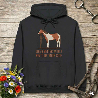 black Life's Better with a Pinto Hoodie for Pinto Lovers, Cozy Horse Riding Hoodie