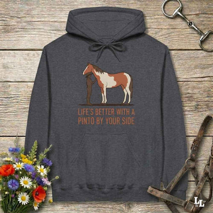 gray Life's Better with a Pinto Hoodie for Pinto Lovers, Cozy Horse Riding Hoodie