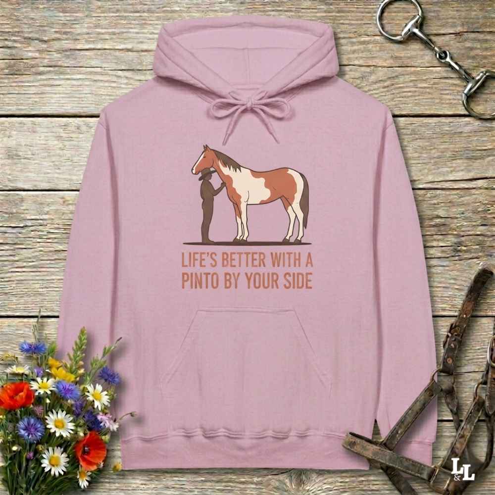 pink Life's Better with a Pinto Hoodie for Pinto Lovers, Cozy Horse Riding Hoodie