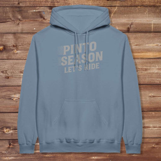 Blue Pinto Season Let's Ride Hoodie for Pinto Lovers, Cozy Equestrian Hoodie for Horse Lovers