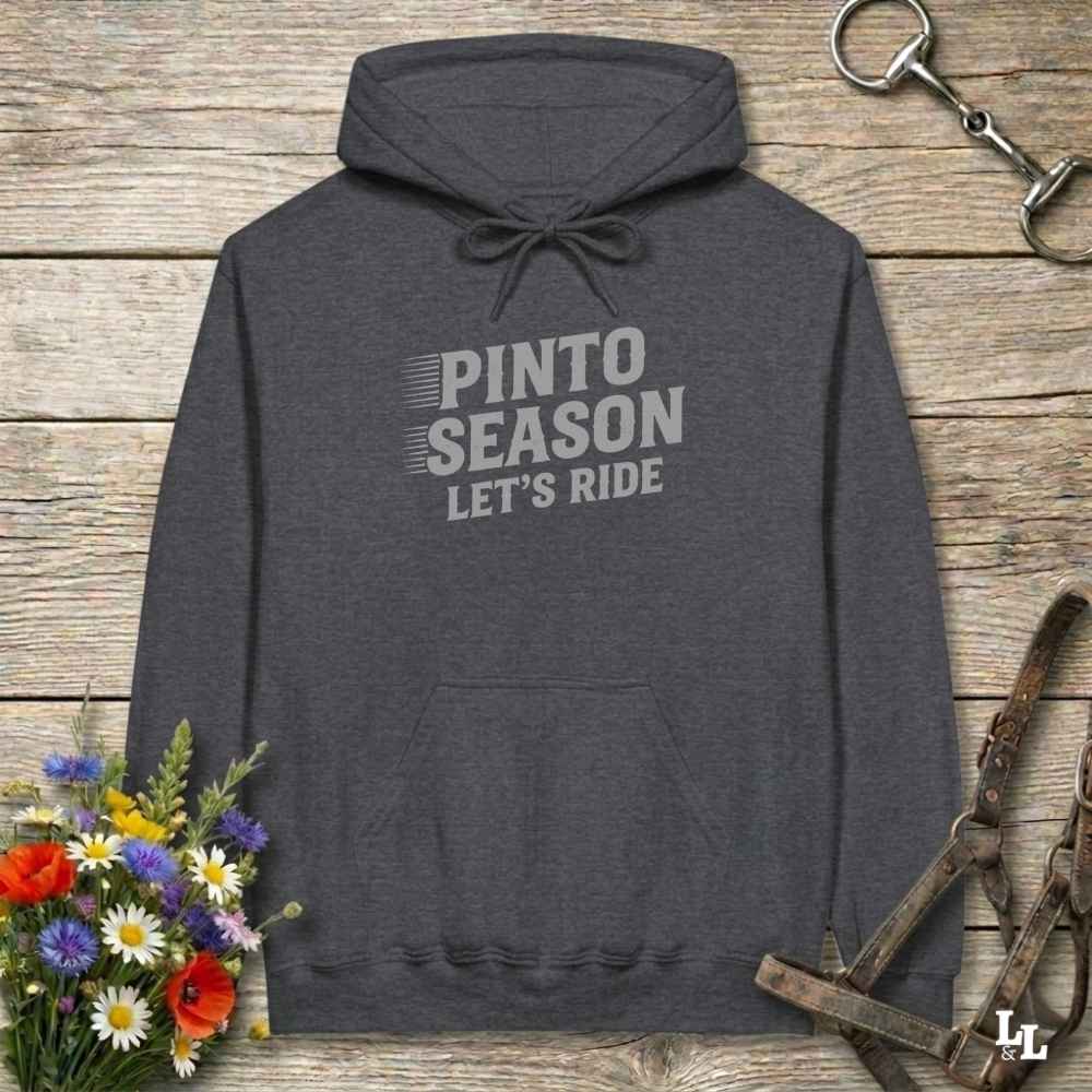 gray Pinto Season Let's Ride Hoodie for Pinto Lovers, Cozy Equestrian Hoodie for Horse Lovers