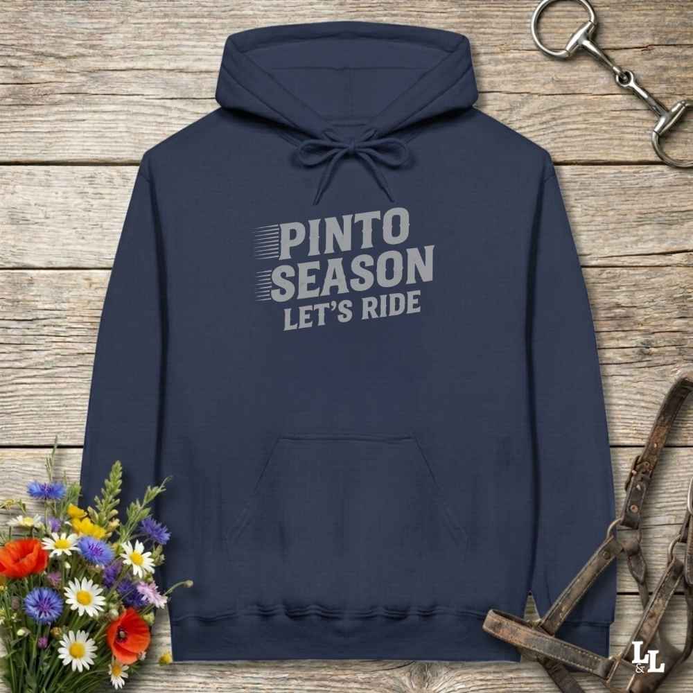 navy blue Pinto Season Let's Ride Hoodie for Pinto Lovers, Cozy Equestrian Hoodie for Horse Lovers