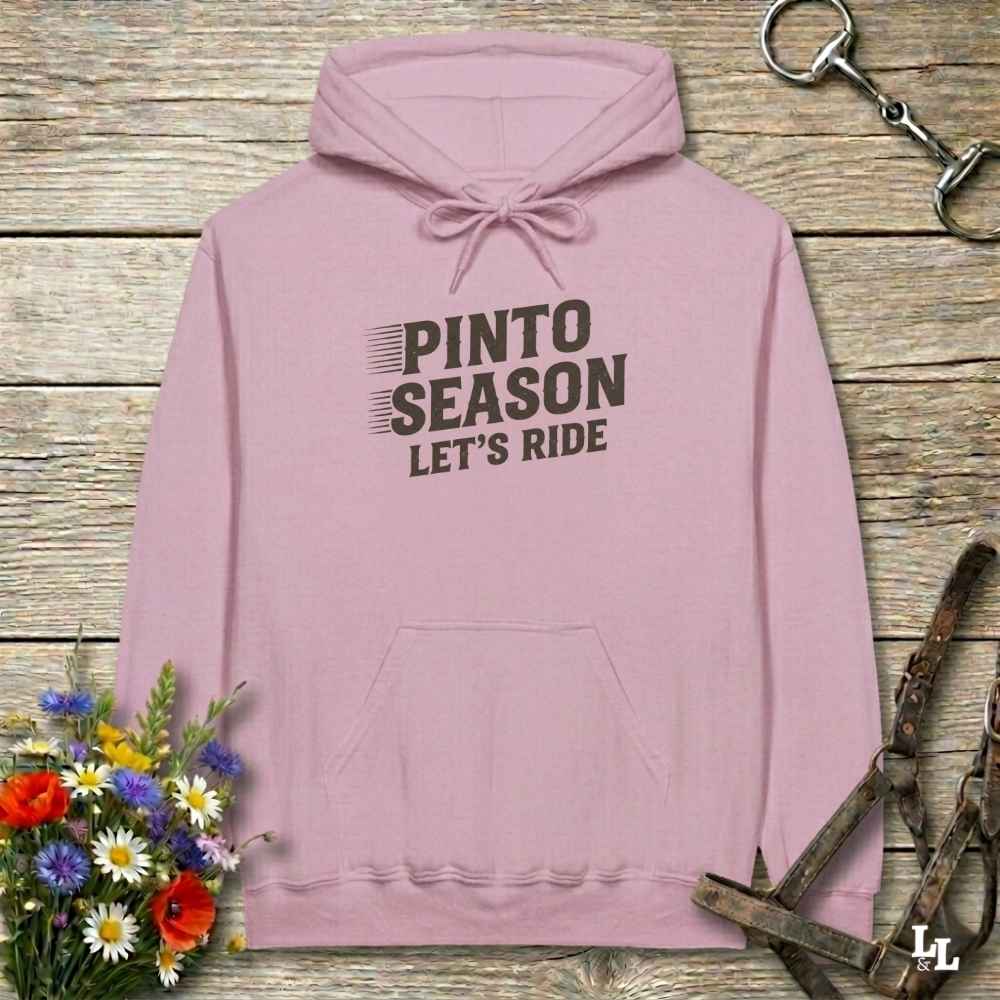 pink Pinto Season Let's Ride Hoodie for Pinto Lovers, Cozy Equestrian Hoodie for Horse Lovers