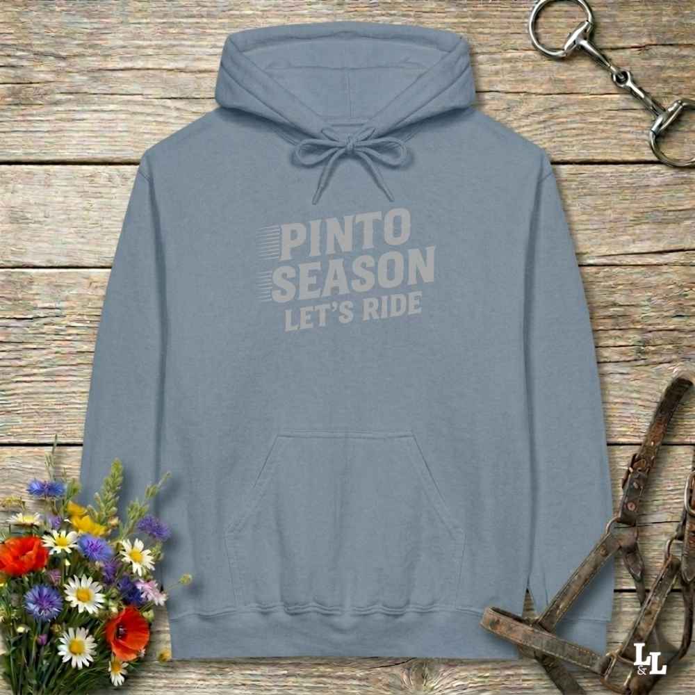 blue Pinto Season Let's Ride Hoodie for Pinto Lovers, Cozy Equestrian Hoodie for Horse Lovers