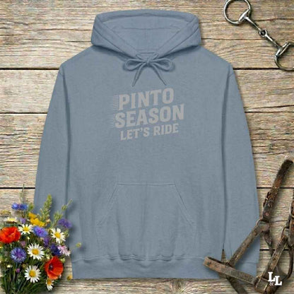blue Pinto Season Let's Ride Hoodie for Pinto Lovers, Cozy Equestrian Hoodie for Horse Lovers