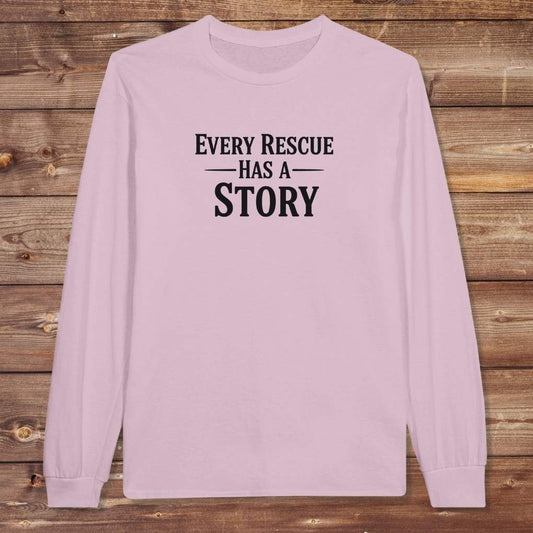 Pink Every Rescue has a Story Long Sleeve Tee for Horse Lovers, Horse Rescue Tee for Trail Riding