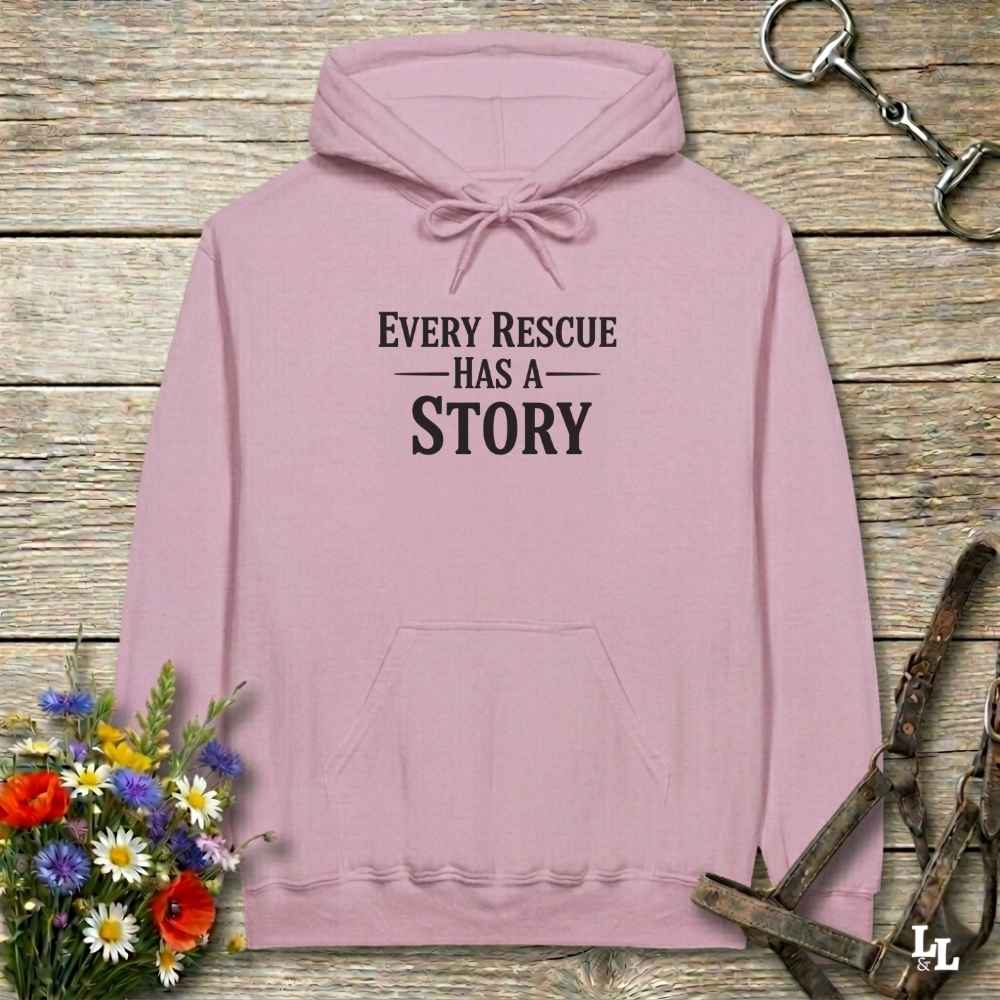 pink Every Rescue has a Story Hoodie for Horse Lovers, Horse Rescue Hoodie for Trail Riding