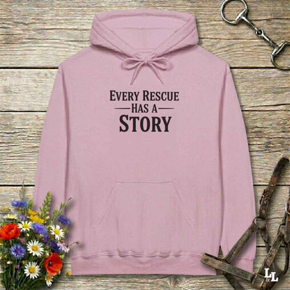 pink Every Rescue has a Story Hoodie for Horse Lovers, Horse Rescue Hoodie for Trail Riding