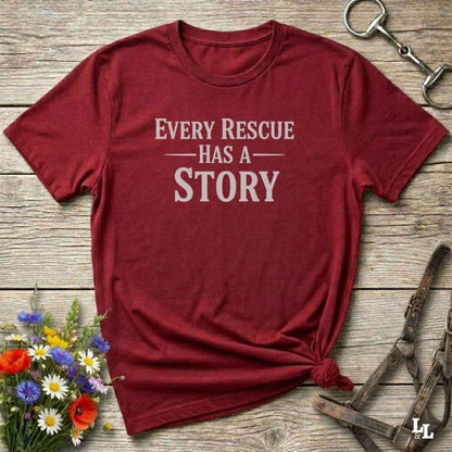 red Every Rescue has a Story T-Shirt for Horse Lovers, Trail Riding Tee. horse girl shirt, horse mom shirt, horse lover, horse girl, Funny horse lover gifts, Funny horse shirts, Horse girl gifts, Equestrian graphic tees, fathers day gift, Sarcastic horse shirt