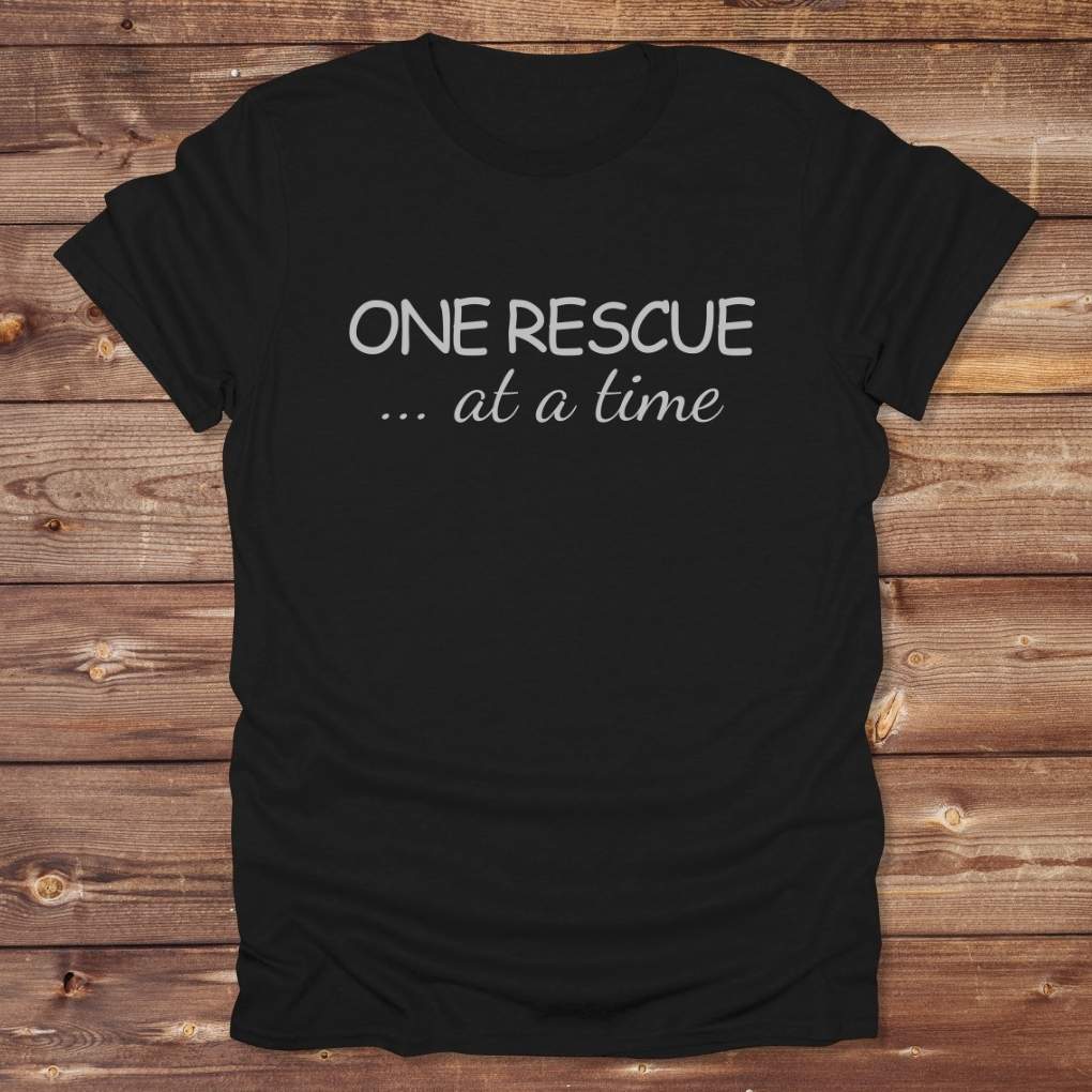 Black One Rescue at a Time T-Shirt Just Giving Tee, for Horse Lovers, Trail Riding Tee