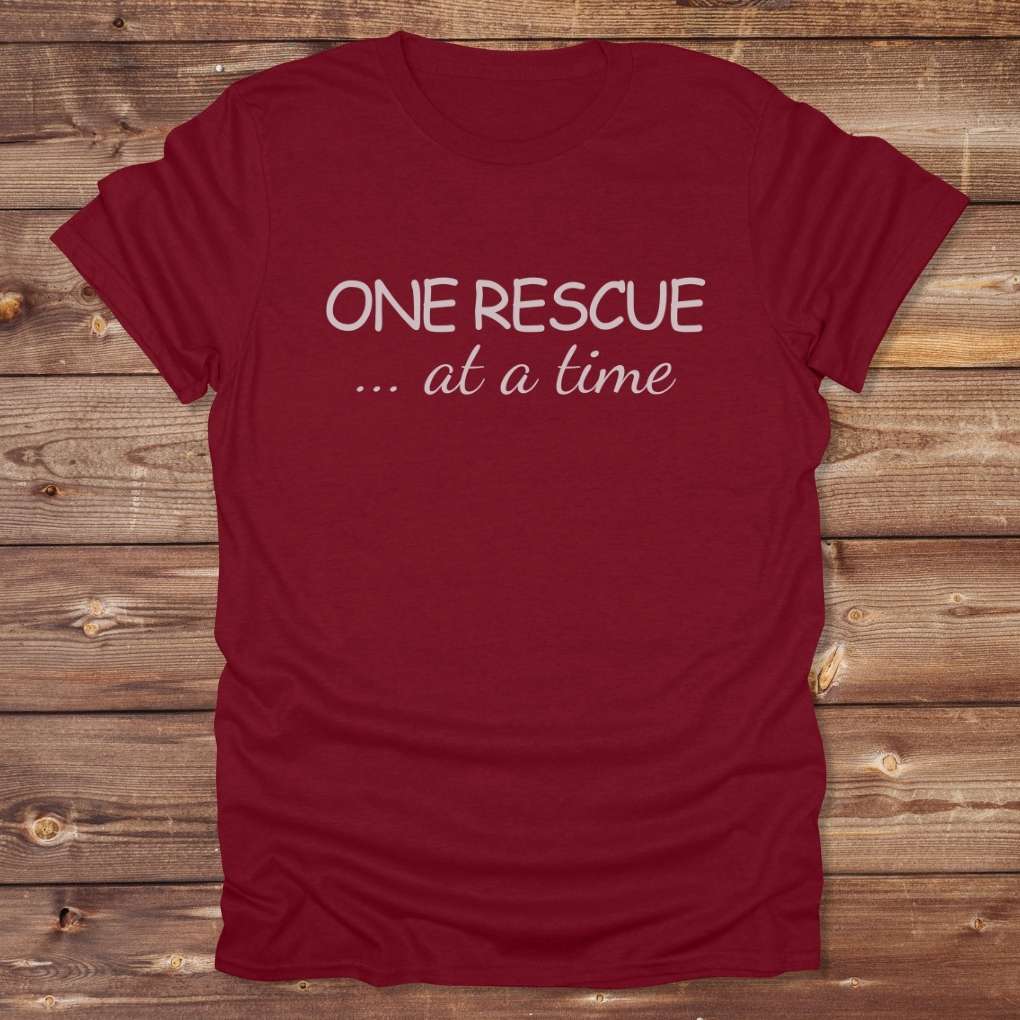 Red One Rescue at a Time T-Shirt Just Giving Tee, for Horse Lovers, Trail Riding Tee