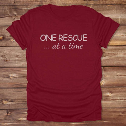 Red One Rescue at a Time T-Shirt Just Giving Tee, for Horse Lovers, Trail Riding Tee