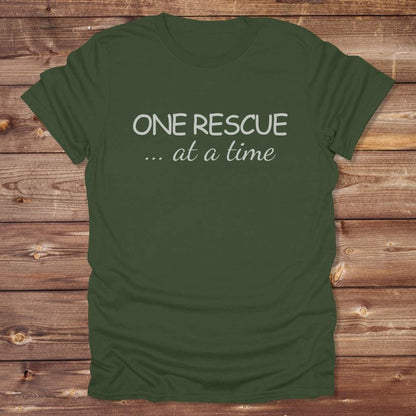 Green One Rescue at a Time T-Shirt Just Giving Tee, for Horse Lovers, Trail Riding Tee