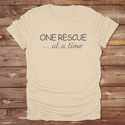 Beige One Rescue at a Time T-Shirt Just Giving Tee, for Horse Lovers, Trail Riding Tee