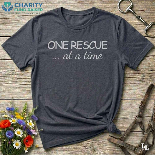 gray One Rescue at a Time T-Shirt Just Giving Tee, for Horse Lovers, Trail Riding Tee