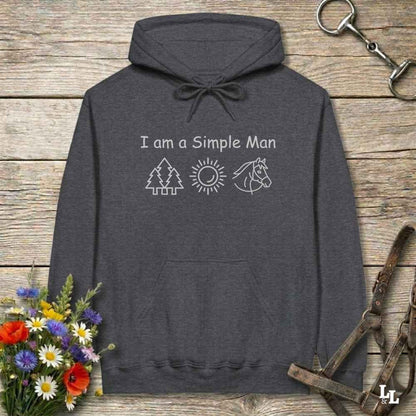 gray I am a Simple Man Hoodie for Horse Lovers, Trail Riding Hoodie Equestrian Apparel