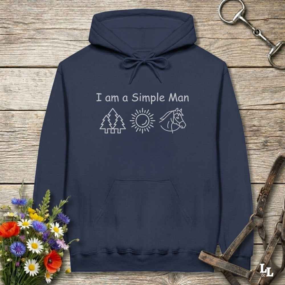 navy blue I am a Simple Man Hoodie for Horse Lovers, Trail Riding Hoodie Equestrian Apparel
