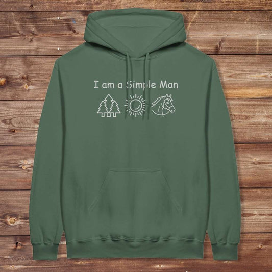 Green I am a Simple Man Hoodie for Horse Lovers, Trail Riding Hoodie Equestrian Apparel