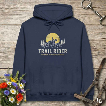navy blue Trail Rider Hoodie for Horse Lovers, Equestrian wear for Horse Riders, Trail Riding Hoodie