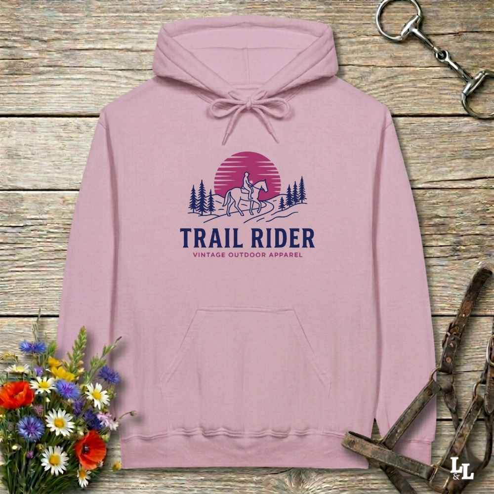 pink Trail Rider Hoodie for Horse Lovers, Equestrian wear for Horse Riders, Trail Riding Hoodie