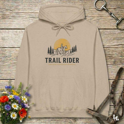 beige Trail Rider Hoodie for Horse Lovers, Equestrian wear for Horse Riders, Trail Riding Hoodie