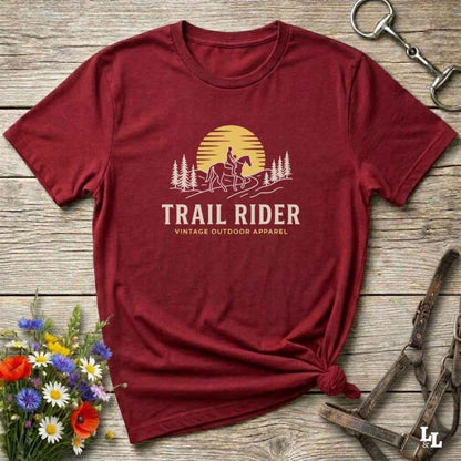 red Trail Rider T-Shirt for Horse Lovers, Trail Riding Tee, Equestrian Apparel