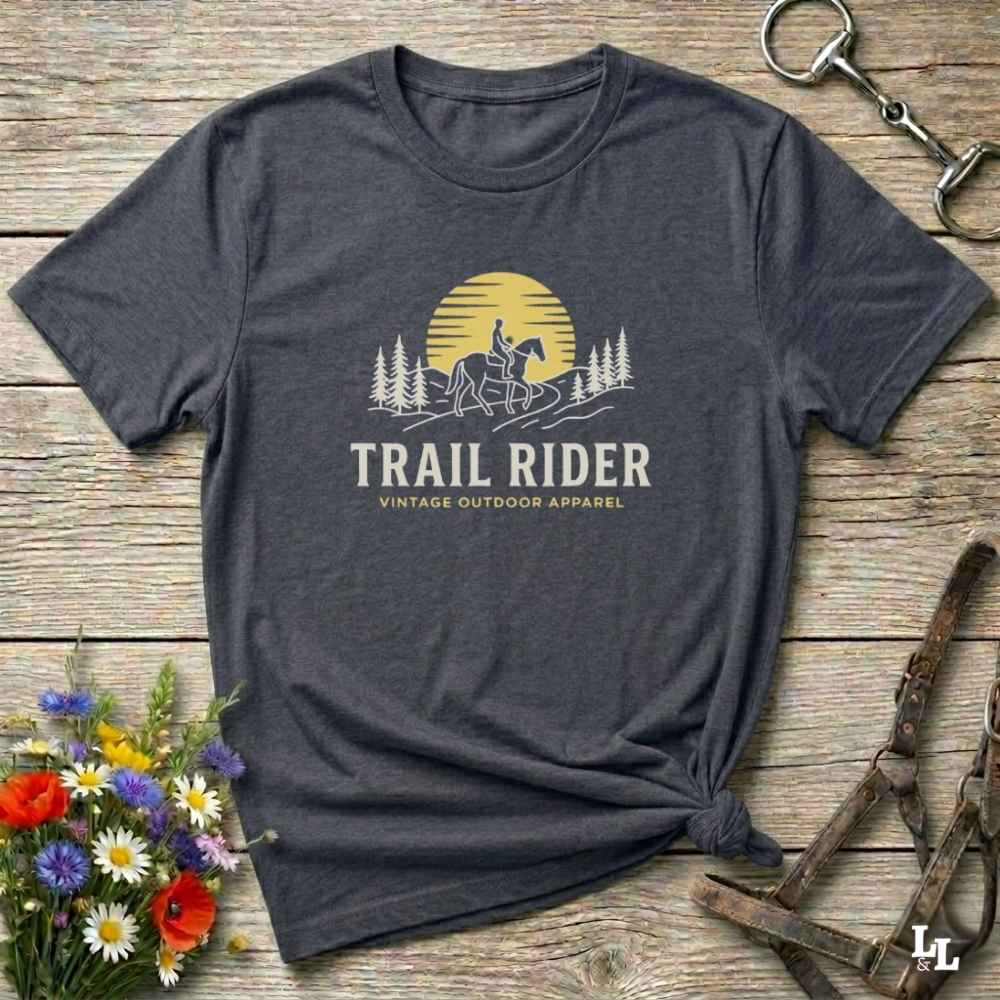 gray Trail Rider T-Shirt for Horse Lovers, Trail Riding Tee, Equestrian Apparel