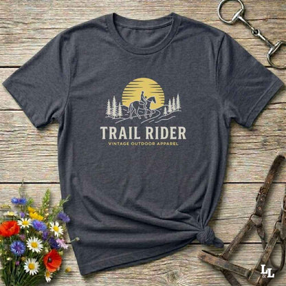 gray Trail Rider T-Shirt for Horse Lovers, Trail Riding Tee, Equestrian Apparel