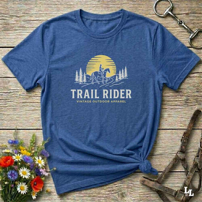 blue Trail Rider T-Shirt for Horse Lovers, Trail Riding Tee, Equestrian Apparel