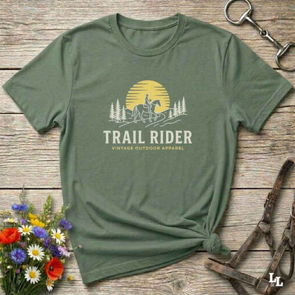 green Trail Rider T-Shirt for Horse Lovers, Trail Riding Tee, Equestrian Apparel