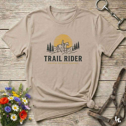 beige Trail Rider T-Shirt for Horse Lovers, Trail Riding Tee, Equestrian Apparel