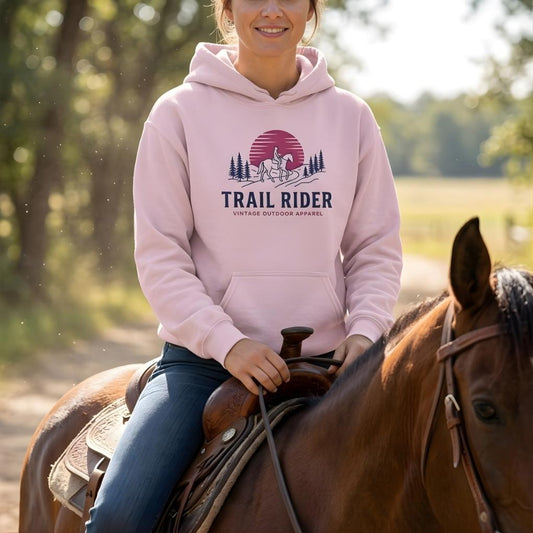Trail Rider Hoodie for Horse Lovers, Equestrian wear for Horse Riders, Trail Riding Hoodie