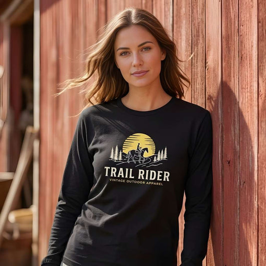 Trail Rider Long Sleeve Tee for Horse Lovers, Trail Riding Tee, Equestrian Wear