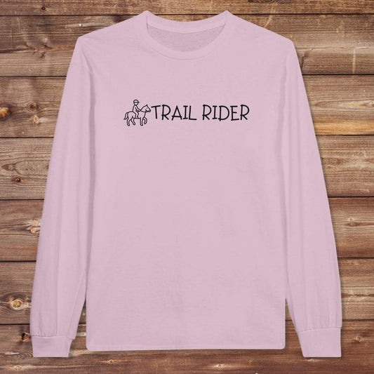 Pink Trail Rider Long Sleeve Tee for Horse Riders, Trail Riding Sweatshirt Equestrian Wear