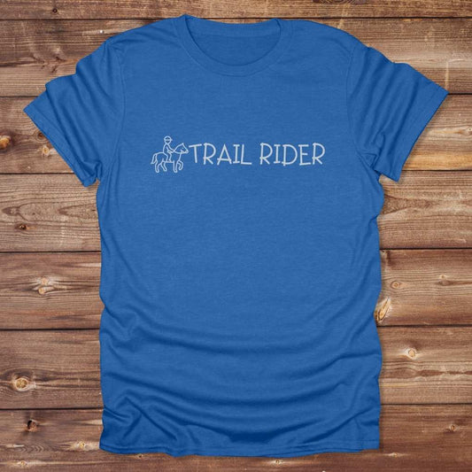 Blue Trail Rider T-Shirt for Horse Lovers, Equestrian Wear for Trail Riding