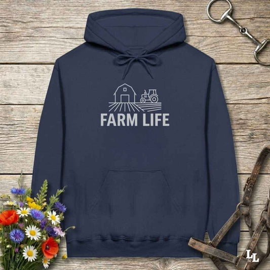 navy blue Farm Life Hoodie for Horse Riders, Outdoor Hoodie, Farmers Barn Wear