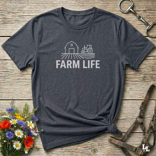 gray  Farm Life T-Shirt for Outdoor People, Horse Riders Tee, Barn Wear Tee