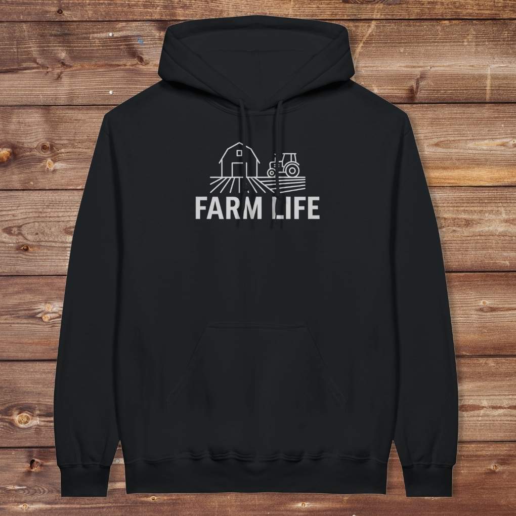 Black Farm Life Hoodie for Horse Riders, Outdoor Hoodie, Farmers Barn Wear