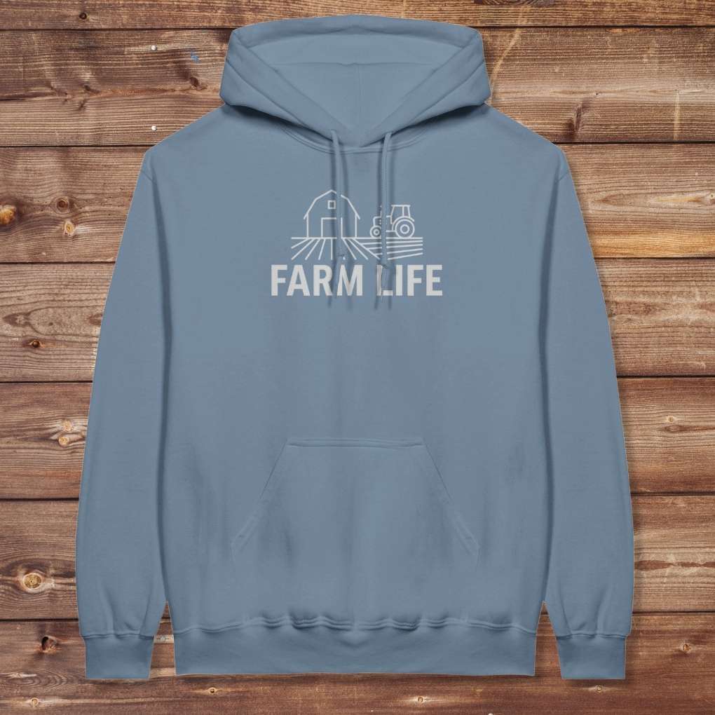 Blue Farm Life Hoodie for Horse Riders, Outdoor Hoodie, Farmers Barn Wear