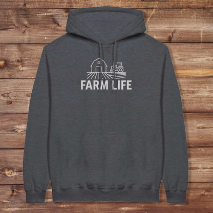 Gray Farm Life Hoodie for Horse Riders, Outdoor Hoodie, Farmers Barn Wear