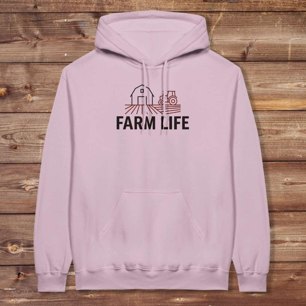 Pink Farm Life Hoodie for Horse Riders, Outdoor Hoodie, Farmers Barn Wear