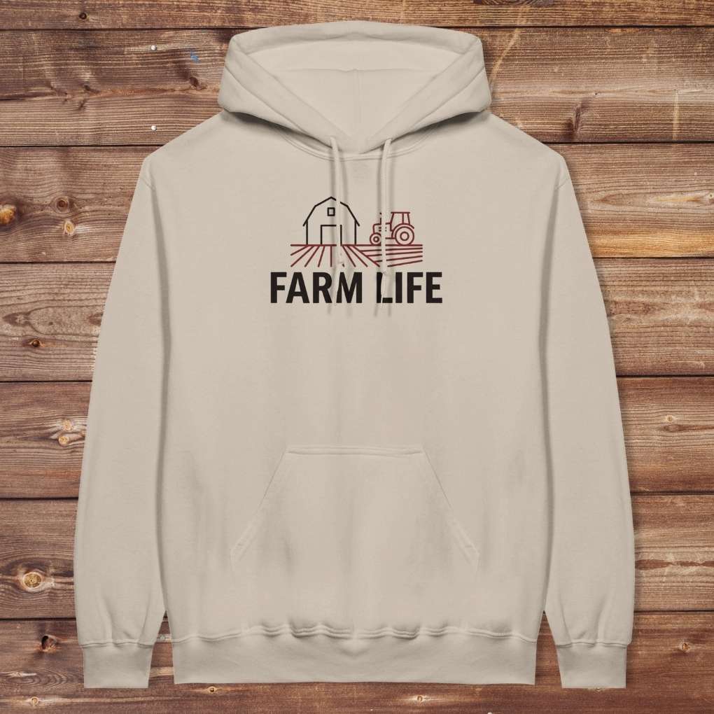 Beige Farm Life Hoodie for Horse Riders, Outdoor Hoodie, Farmers Barn Wear