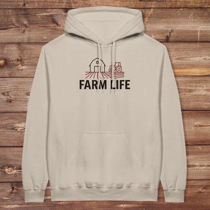 Beige Farm Life Hoodie for Horse Riders, Outdoor Hoodie, Farmers Barn Wear