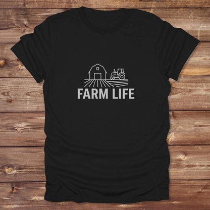 Black Farm Life T-Shirt for Outdoor People, Horse Riders Tee, Barn Wear Tee