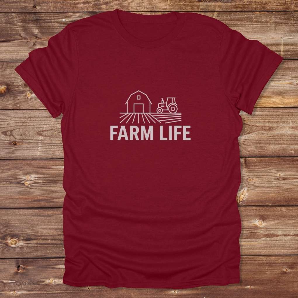 Red Farm Life T-Shirt for Outdoor People, Horse Riders Tee, Barn Wear Tee