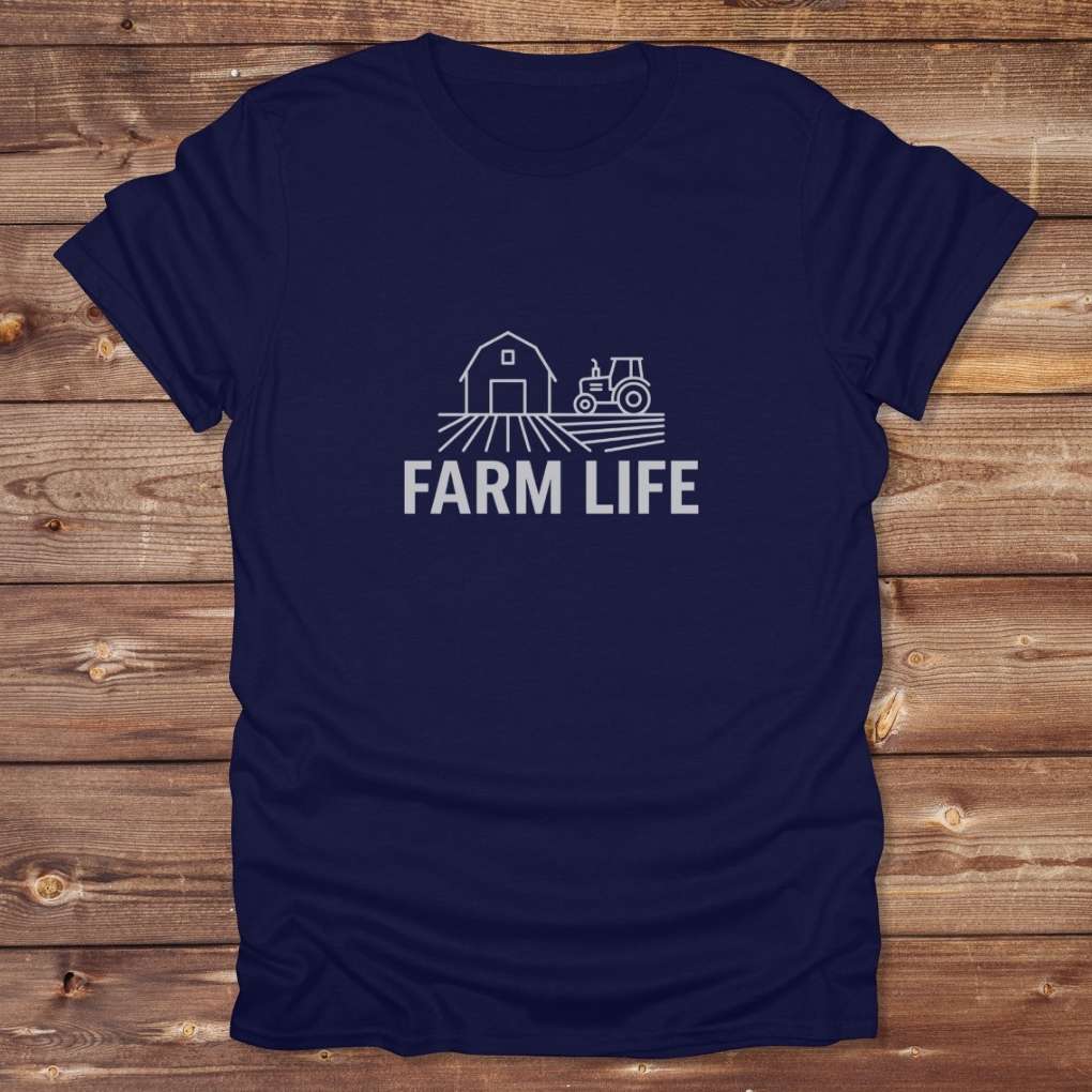Navy Blue Farm Life T-Shirt for Outdoor People, Horse Riders Tee, Barn Wear Tee